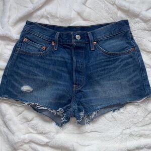 Levi's 501 Blue Jean Shorts High-Rise Distressed